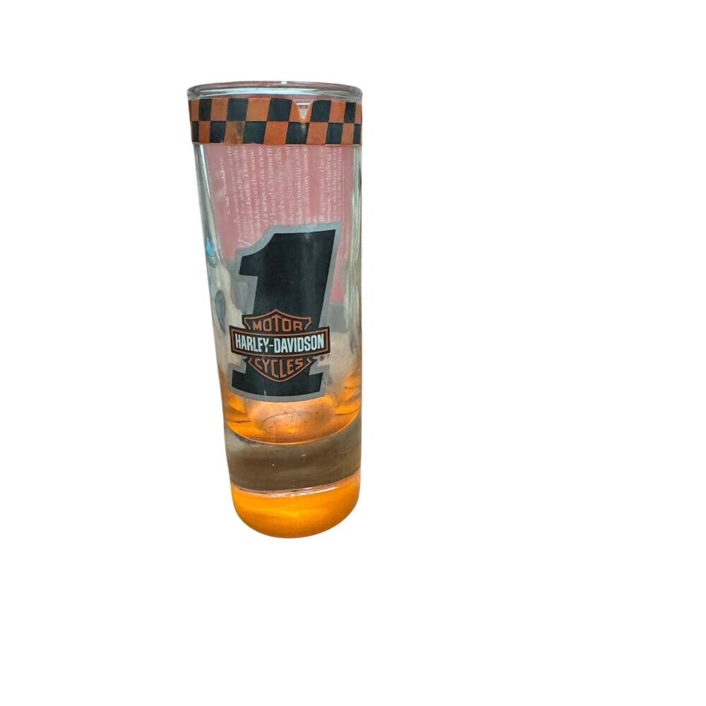 Harley Davidson 1 Number One Checkered Shooter Shot Glass 4”